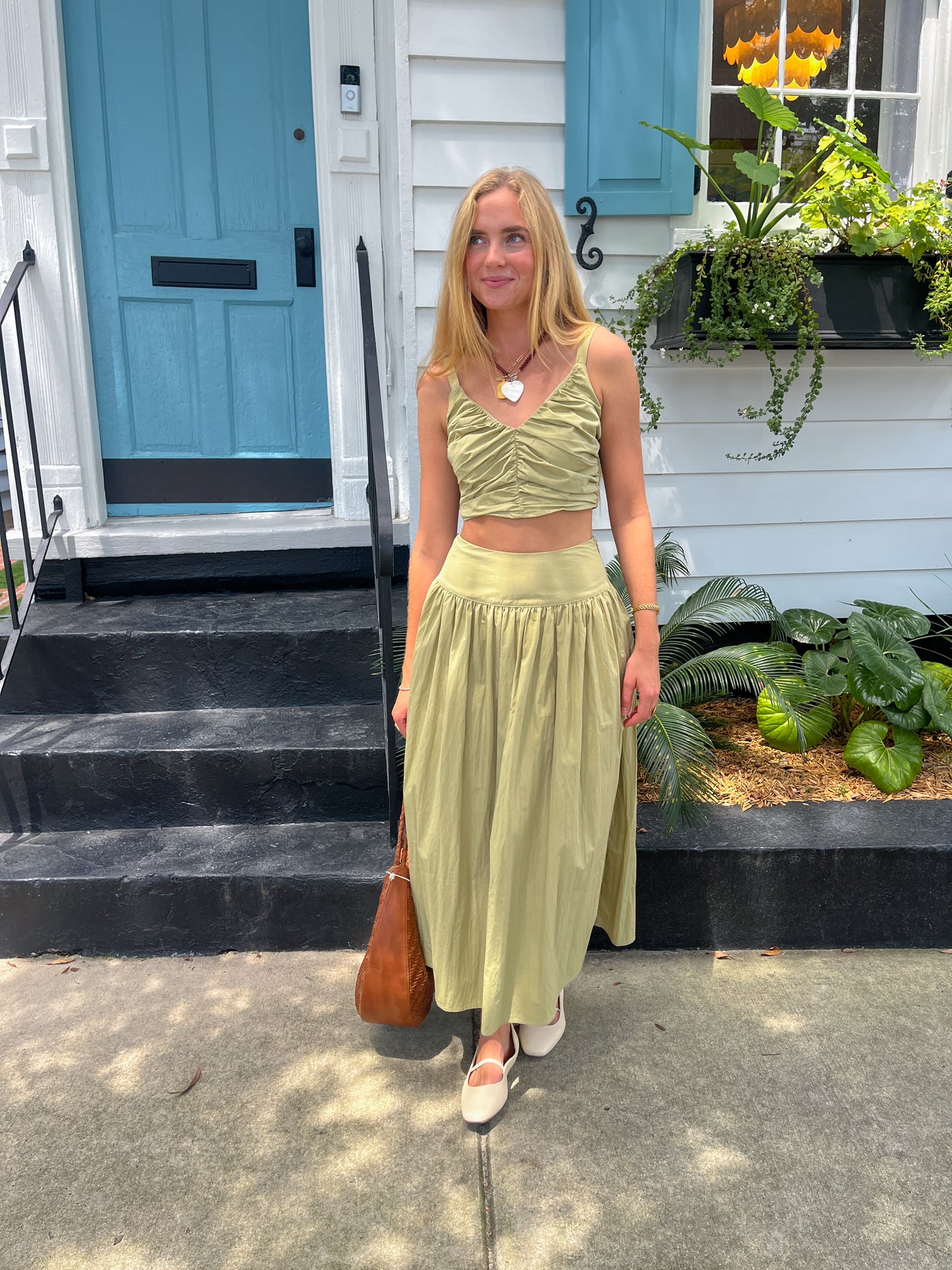 Green Maxi Skirt Set