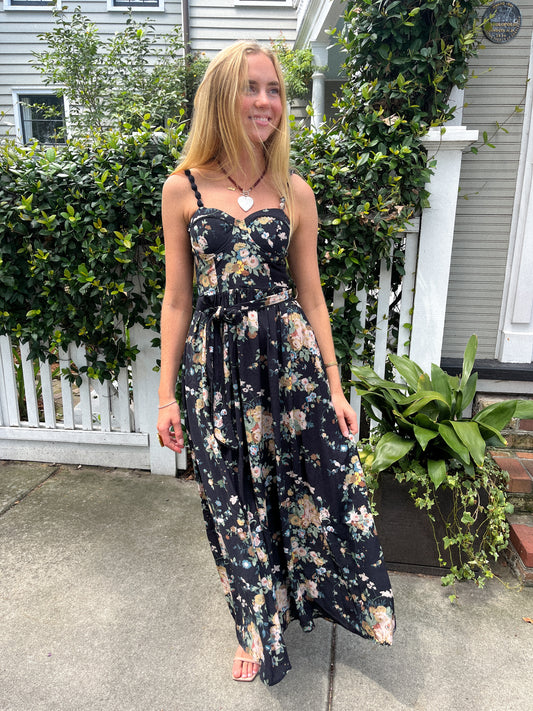 Floral bustier maxi