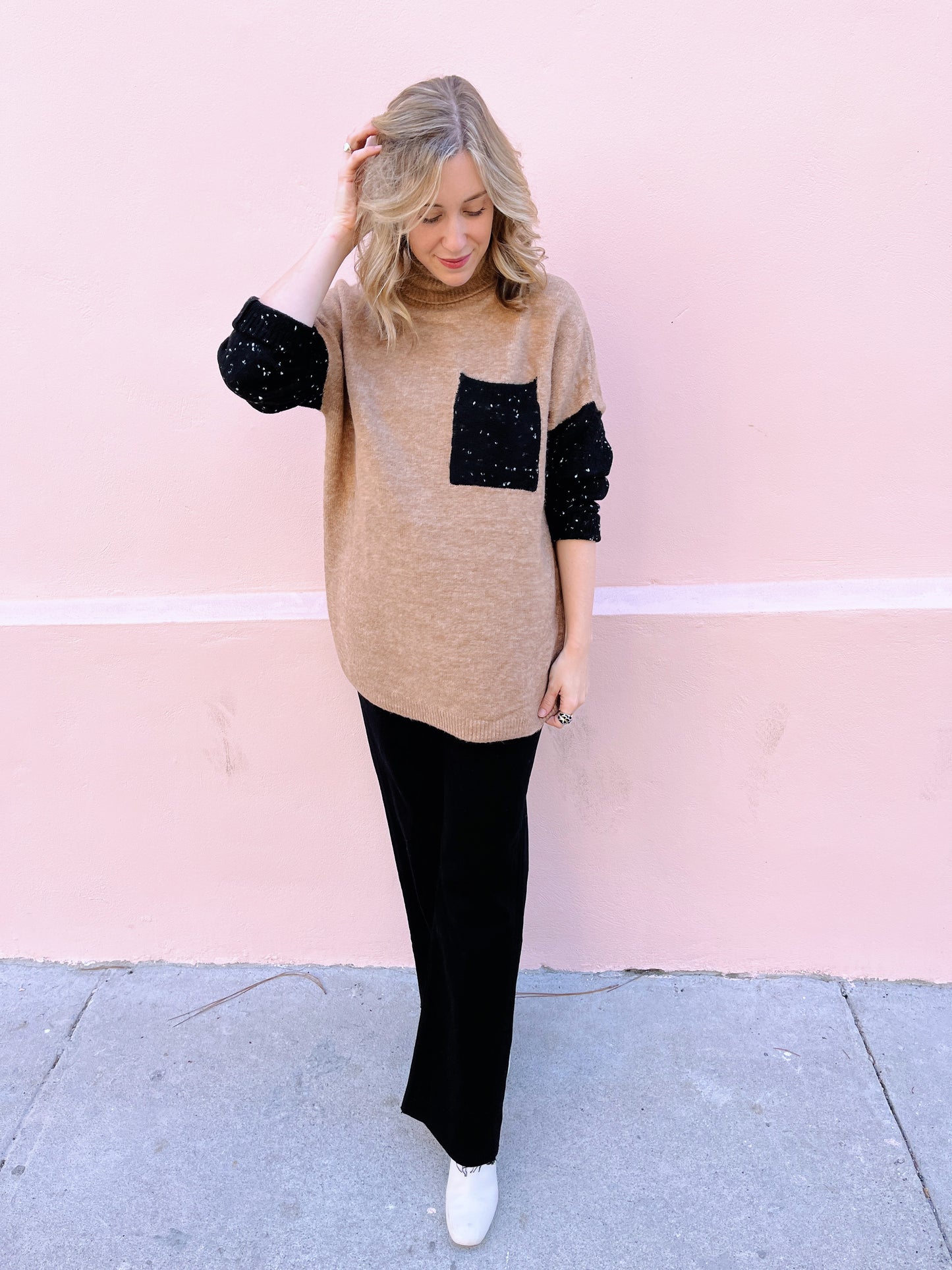 Camel pocket sweater