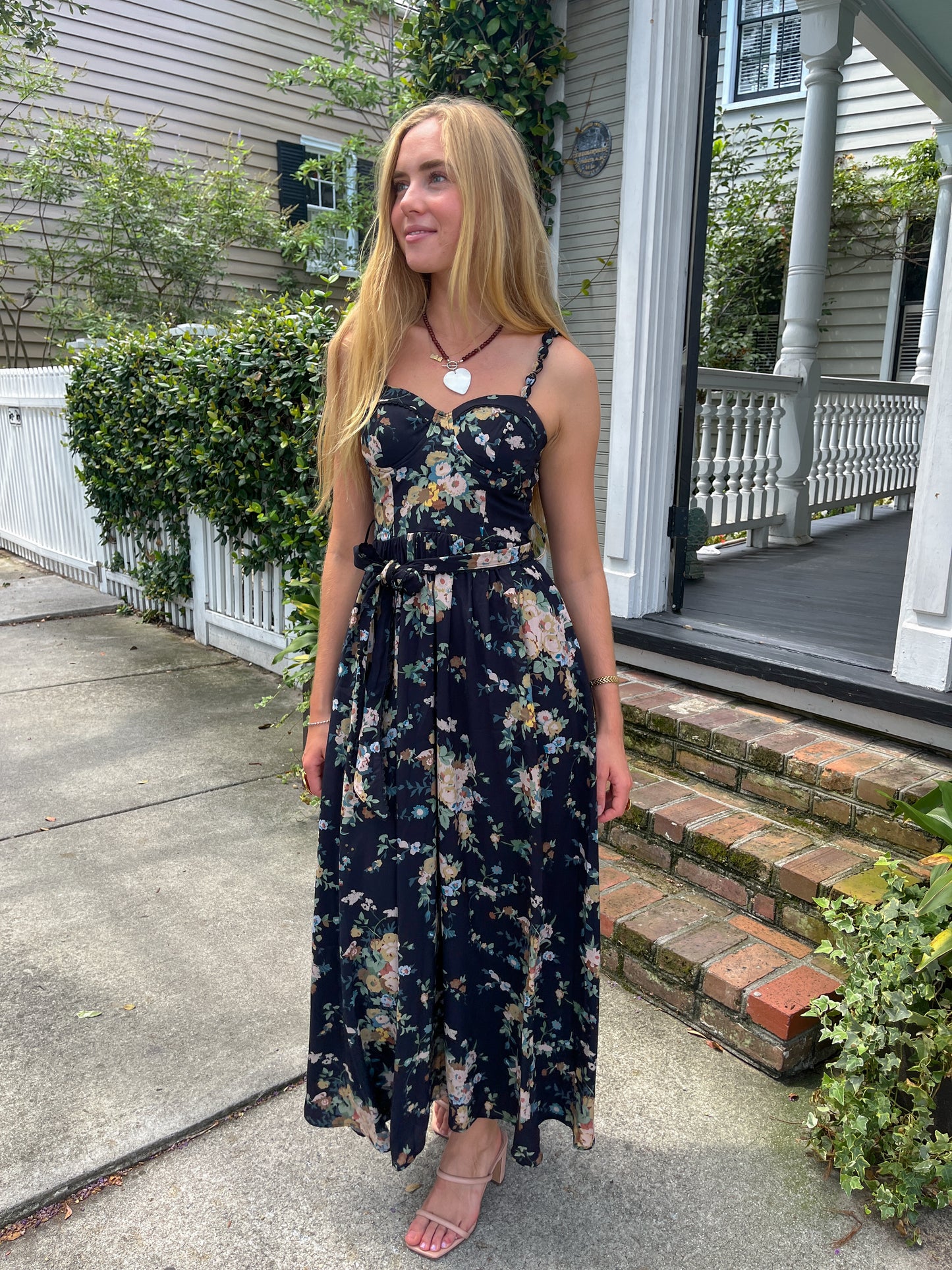 Floral bustier maxi