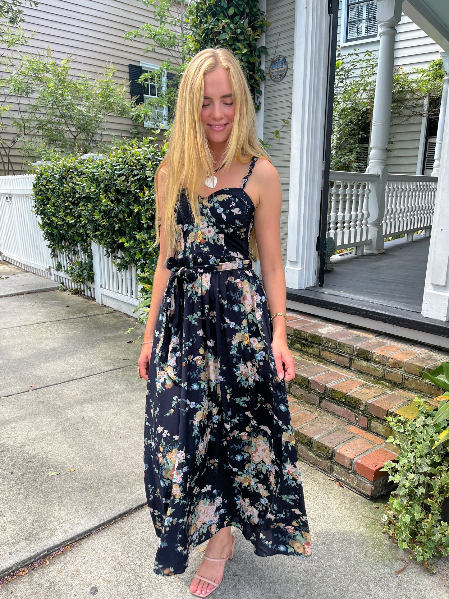 Floral bustier maxi