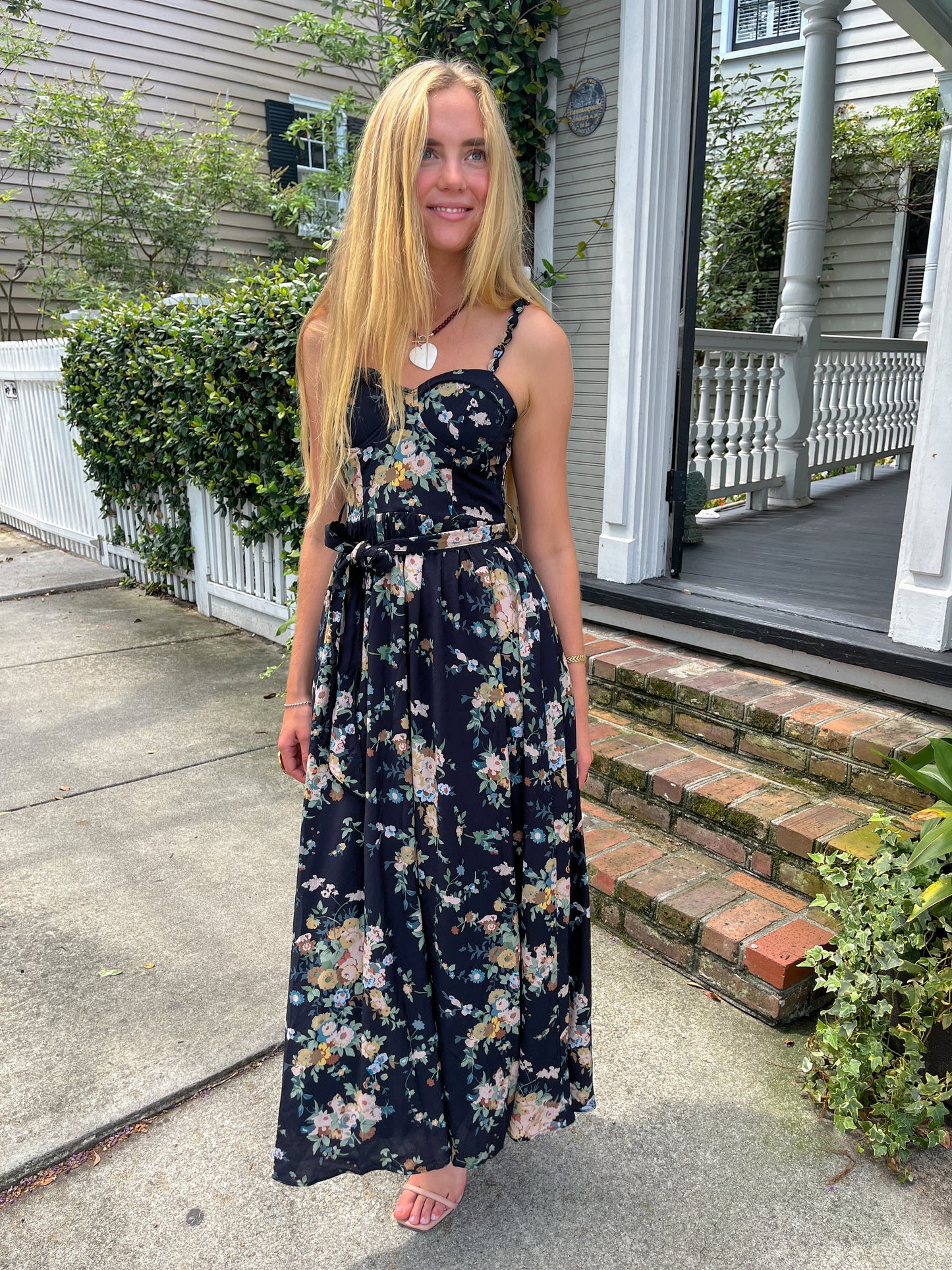 Floral bustier maxi