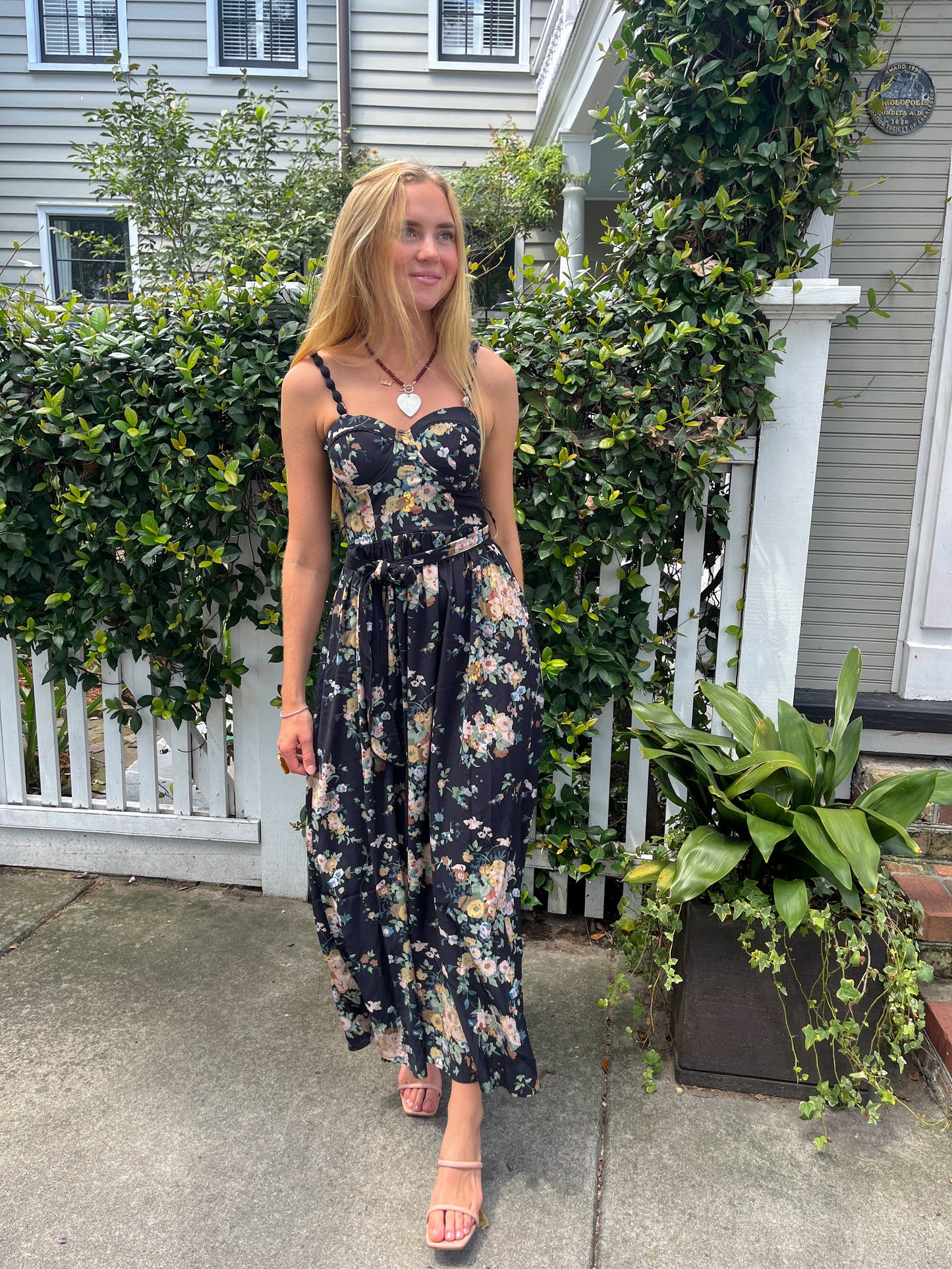 Floral bustier maxi