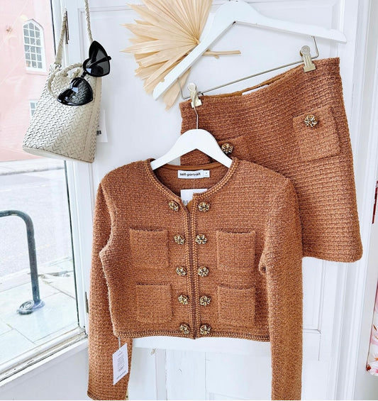 Brown textured knit jacket