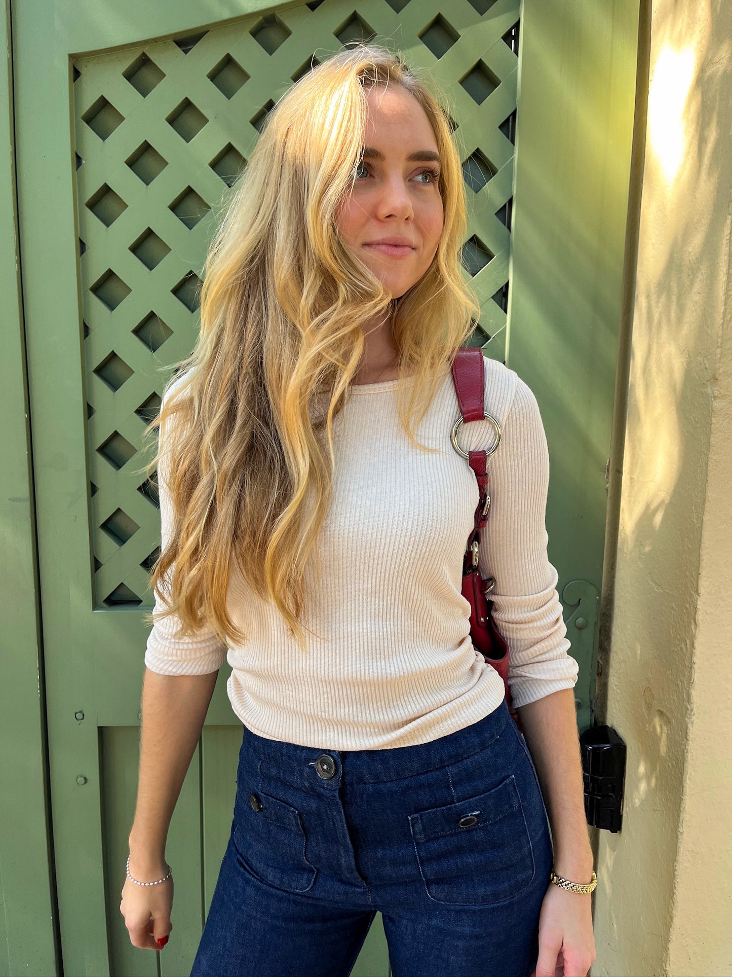Ribbed Knit Ruched Top