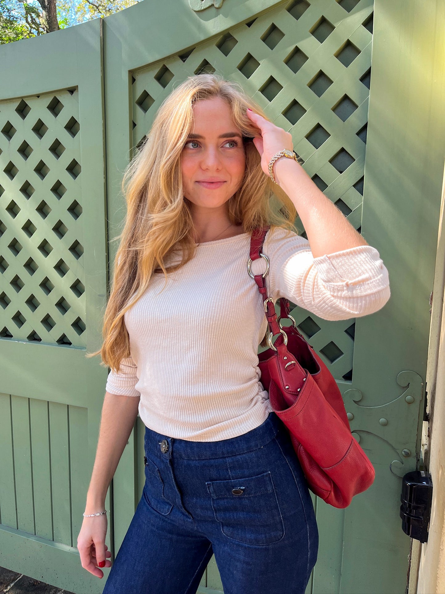 Ribbed Knit Ruched Top