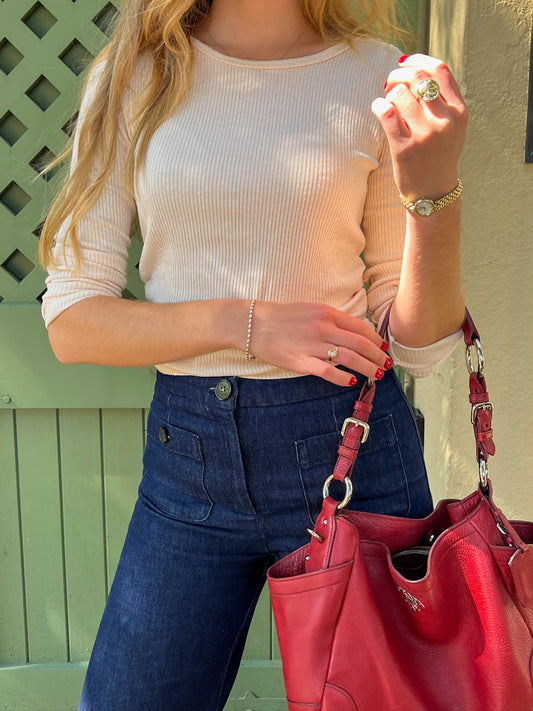 Ribbed Knit Ruched Top